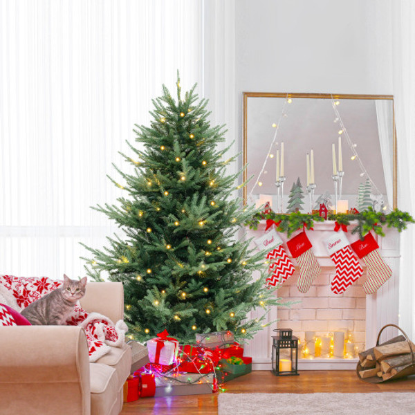6 Ft Pre Lit Artificial Hinged Xmas Tree With 778 Pvc And Pe Branch Tips M Cm25025Us M By Cw
