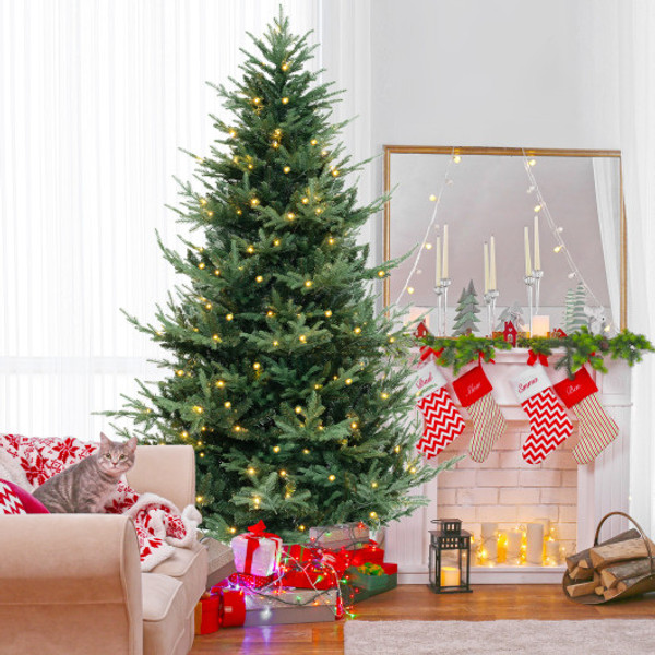 8 Ft Pre Lit Artificial Hinged Xmas Tree With 1480 Pvc And Pe Branch Tips Xl Cm25025Us Xl By Cw