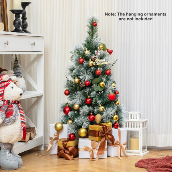 3 Ft Pre Lit Artificial Mini Christmas Tree With 98 Flocked Pvc And Pine Needles Cm25037 By Cw