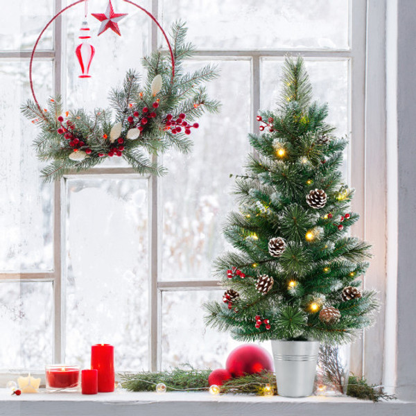 3 Ft Battery Operated Tabletop Holiday Decoration With 81 Pvc And Pine Needles Cm25038 By Cw