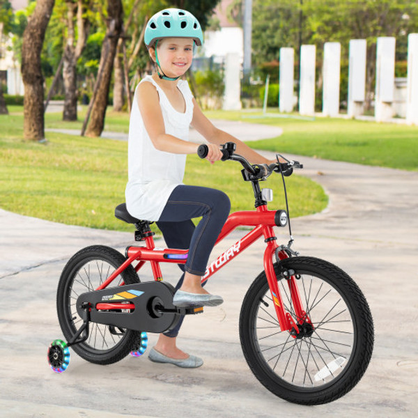18 Inch Kids Bike With Led Lights Adjustable Carbon Steel Bicycle For 4 8 Years Old 18 Inches Ts10184Re 18 By Cw