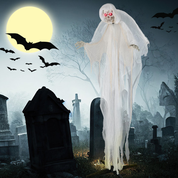 8 3 Ft Halloween Standing Haunted Angel With Lighted Eyes And Automatic Wing Movement Cm24979 By Cw