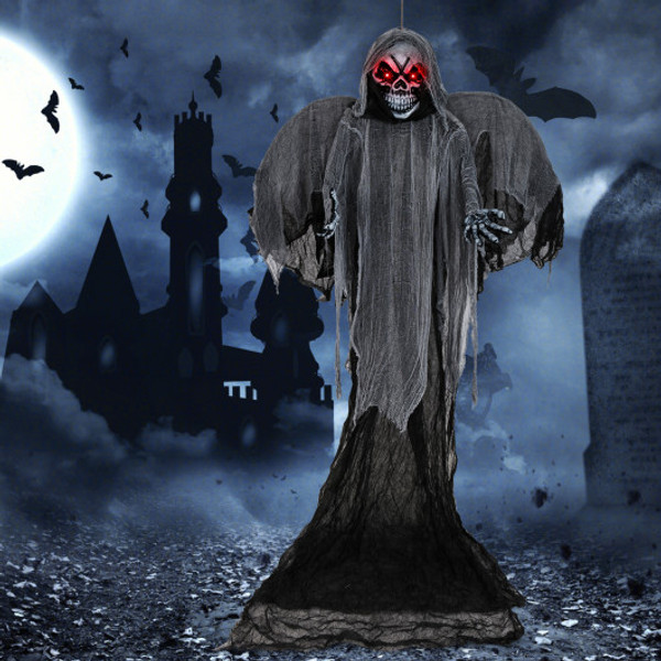 12 1 Ft Skeleton Ghost With Flickering Red Eyes And Scary Sounds Cm24981 By Cw