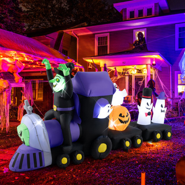 8 2 Feet Long Halloween Inflatable Train With Witch And 4 Ghosts Tt10026Us By Cw