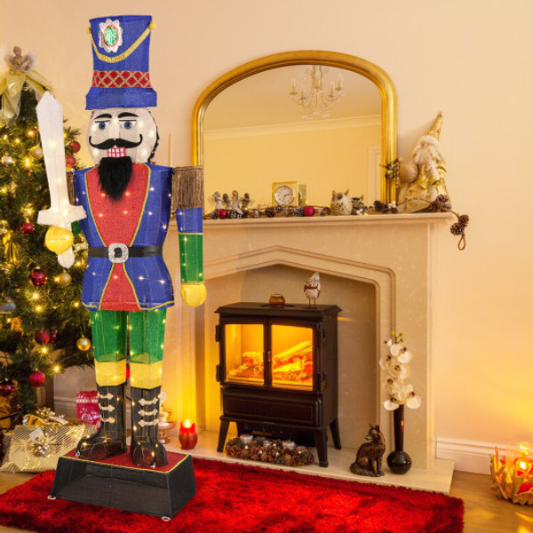 6 Feet Pre Lit Nutcracker With Sword And 110 Led Lights Cm24898Us By Cw