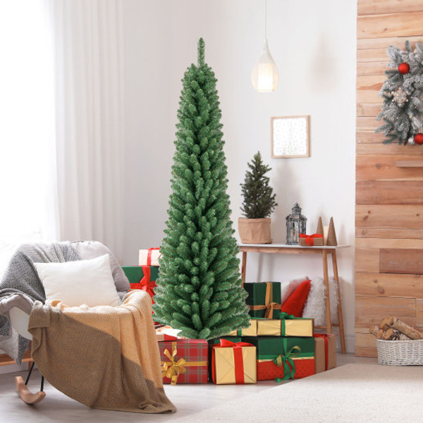 Pencil Christmas Tree With Memory Wire Branch Tips And Warm Led Lights 6Ft Cm24753Us 6 By Cw
