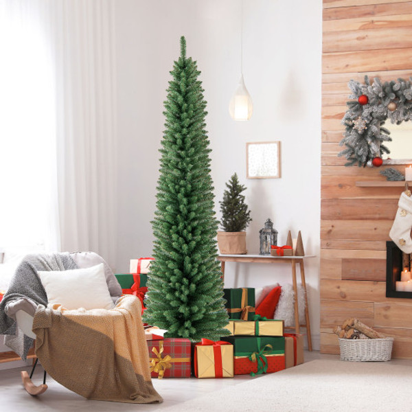 Pencil Christmas Tree With Memory Wire Branch Tips And Warm Led Lights 7Ft Cm24753Us 7 By Cw