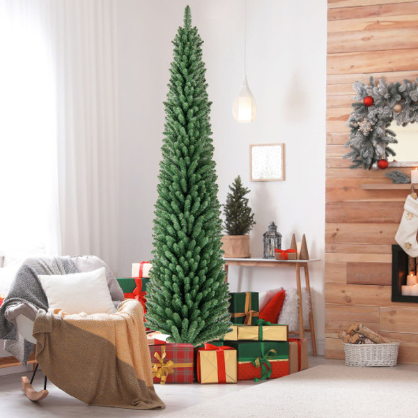 Pencil Christmas Tree With Memory Wire Branch Tips And Warm Led Lights 8Ft Cm24753Us 8 By Cw
