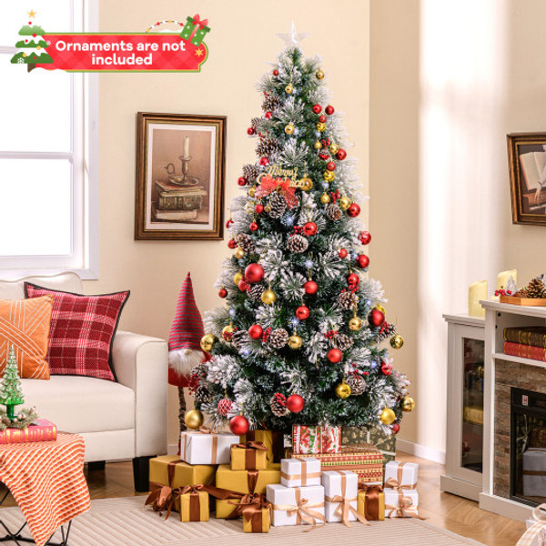 7 Ft Flocked Christmas Tree With 8 Lighting Modes Cm24737Us By Cw