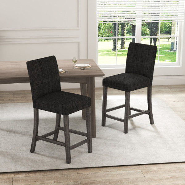 Counter Height Bar Stools Set Of 2 With Back And Footrest Gray Jv12046Gr By Cw