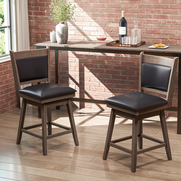 25 29 Inch Padded Bar Stools Set Of 2 With Swivel Seat And Footrest 25 Inch Jv12169Gr 24 By Cw