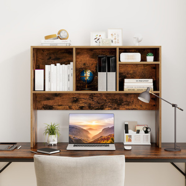 Computer Desktop Bookcase With 4 Cubbies And Open Back Compartment Coffee Cb10657Cf By Cw