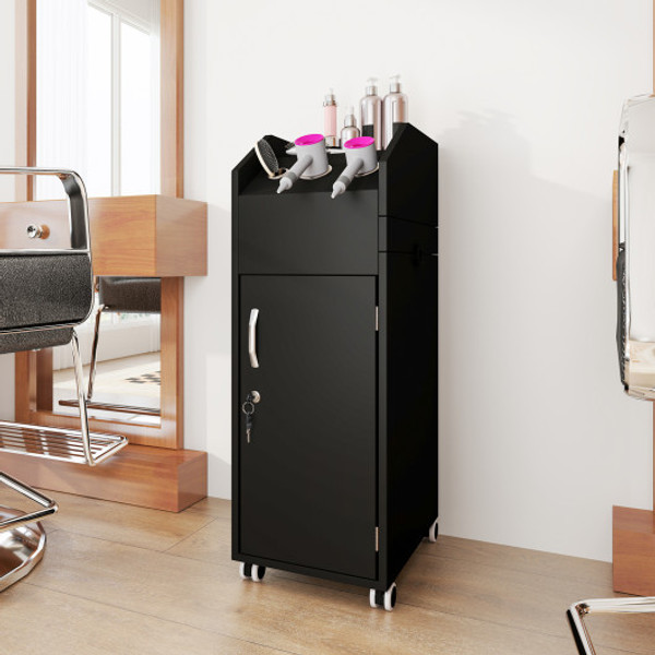 Salon Trolley Cart 360 Rolling Tool Cart Mobile Storage Station With 4 Lockable Wheels Black Hb88674Bk By Cw