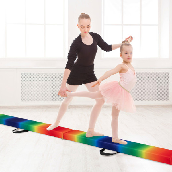 Folding Balance Beam With Solid Wood Base And Anti Slip Bottom Multicolor Fh10129Rb By Cw