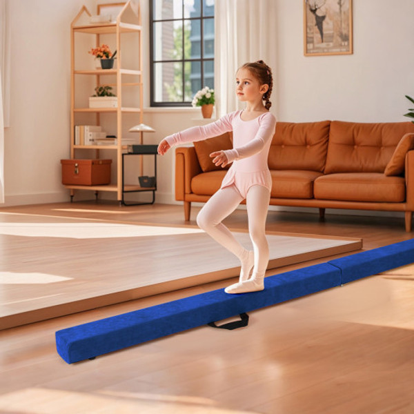 Folding Balance Beam With Solid Wood Base And Anti Slip Bottom Blue Fh10129Bl By Cw