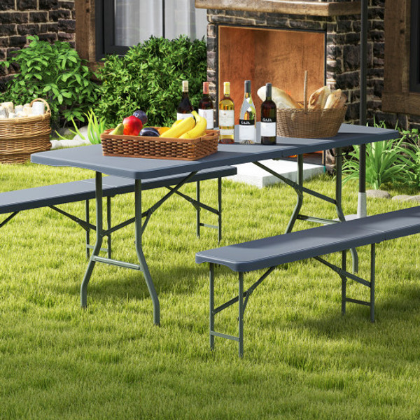 6 Ft Portable Folding Table 350 Lbs Fold In Half Table With Hdpe Tabletop Gray Np11983Gr By Cw