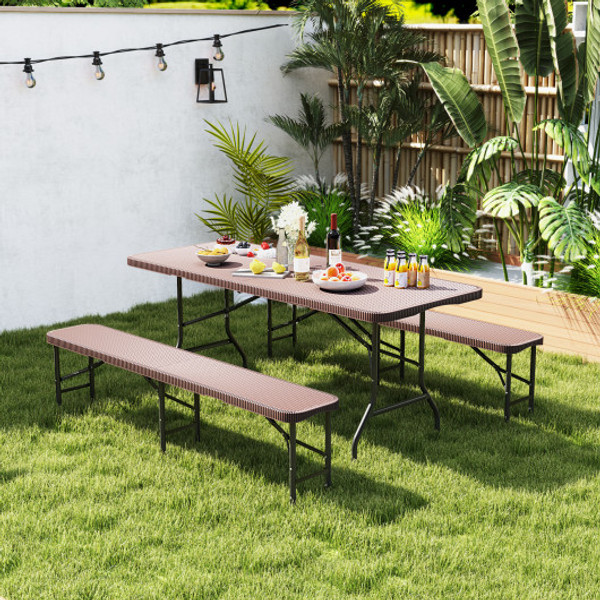 6 Ft Plastic Folding Bench With 1320 Lbs Capacity And Handle Brown Np11989Cf By Cw