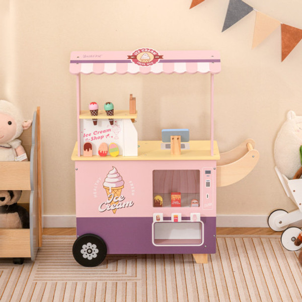 Kids Ice Cream Truck Pretend Play Set For Toddlers With Vending Machine Pink Tm10121Pi By Cw