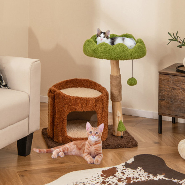 Multifunctional Cat Tree Cat Tower With Scratching Posts And Top Perch Brown Pv10211Bn By Cw