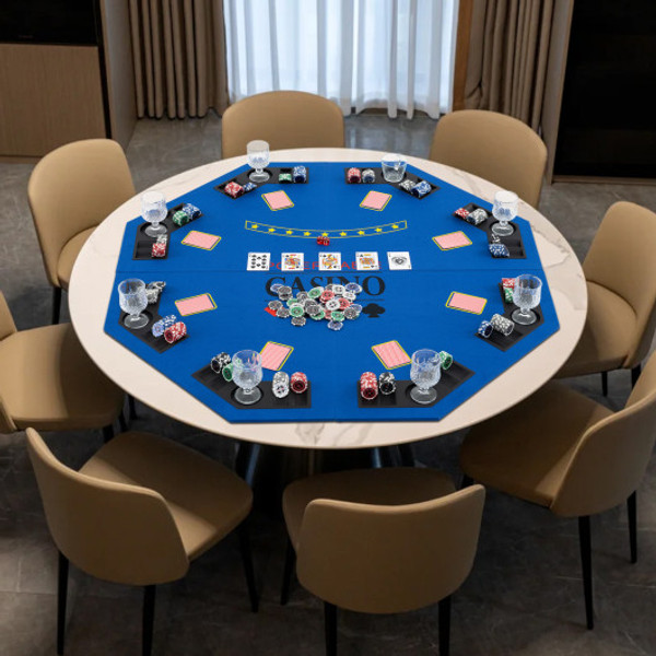 8 Player Foldable Poker Table Top With Carrying Bag Blue Uy10155Bl By Cw