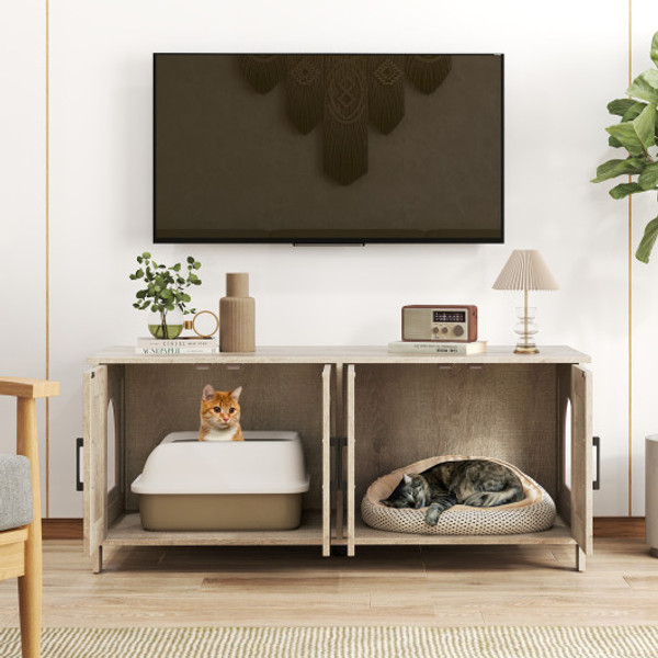 Cat Litter Box Enclosure For 2 Cats Modern Kitty Litter Box Furniture Hidden Oak Pv10245Oa By Cw