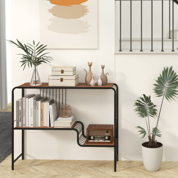 Console Table With Storage Shelf And Metal Frame For Living Room Hv10605 By Cw