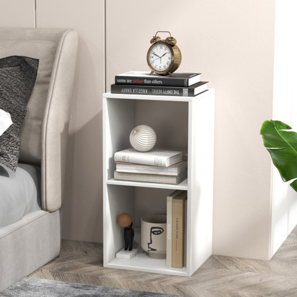 2 Cube Bookshelf With Back Guardrail For Living Room Bedroom White Cb10748Wh By Cw