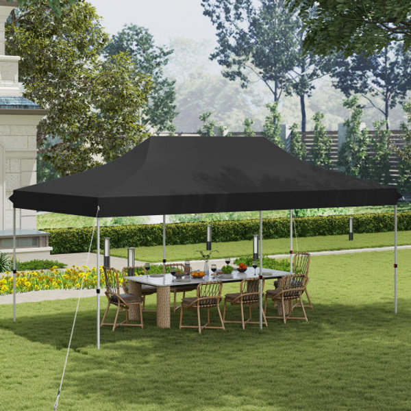 10 X 20 Ft Pop Up Canopy Tent Foldable Portable Outdoor Gazebo With Carry Bag Black Np12122Dk By Cw