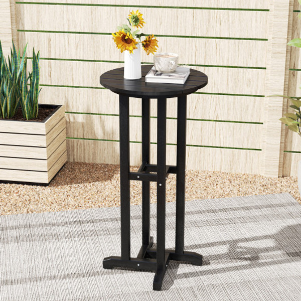 21 5 Inch Round Bar Table Patio Hdpe Bar Height Dining Table With Slatted Tabletop Black Np12062Dk By Cw