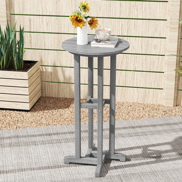 21 5 Inch Round Bar Table Patio Hdpe Bar Height Dining Table With Slatted Tabletop Gray Np12062Gr By Cw