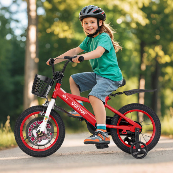 14 Inch Kids Bike Adjustable With Storage Basket And Double Brake For 3 5 Years Old 14 Inches Ts10154Re 14 By Cw