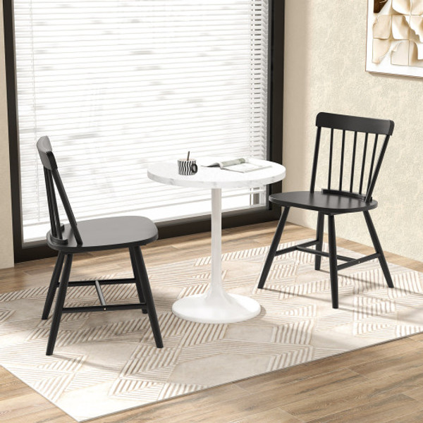 Farmhouse Kitchen Chair Set Of 2 With Rubber Wood Frame Black Jv12283Dk By Cw