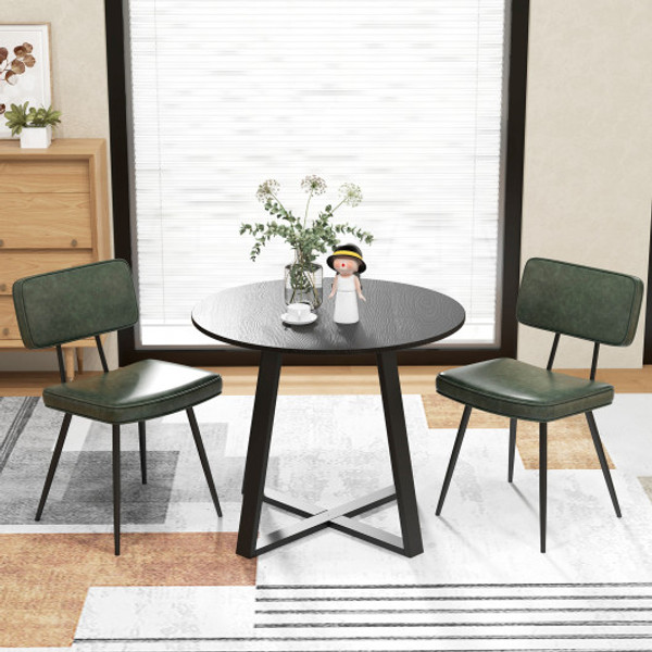 Dining Chair Set Of 2 With Padded Backrest And Seat Dark Green Kc57169Ls 2 By Cw