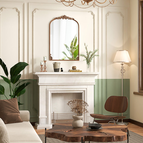 Arched Mirror For Wall Gold Traditional Vintage Ornate Baroque Mirror With Metal Frame M Hz10277Gd By Cw