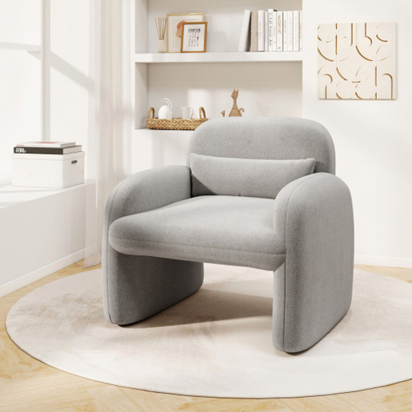 Modern Accent Chair With Waist Pillow And Armrests For Living Room Bedroom Gray Hv10688Gr By Cw