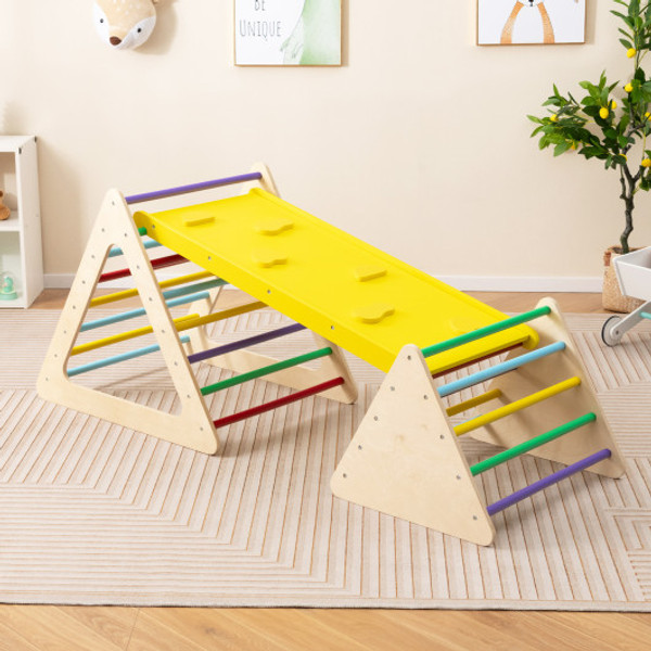 3 Piece Toddler Triangle Set Montessori With 2 Climbing Triangles And 1 Ramp Colorful Ts10160Cl By Cw