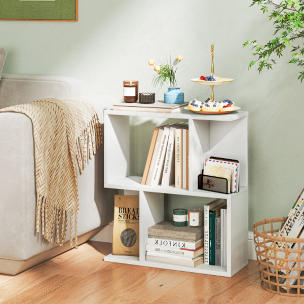 3 Tier Bookshelf With Display Shelf For Small Space White Jv12368Wh By Cw