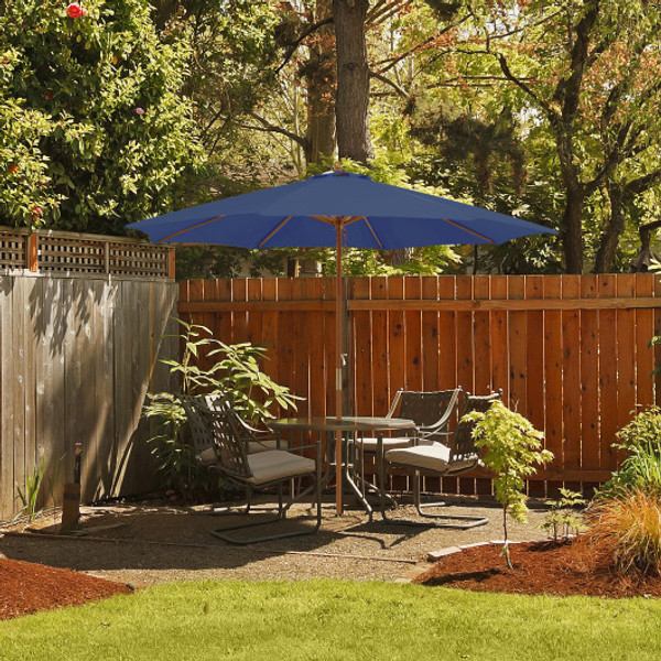 10 Feet Patio Umbrella With 8 Wooden Ribs And 3 Adjustable Heights Navy Np10752Ny By Cw