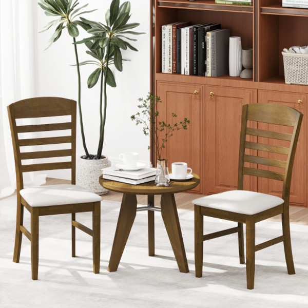 Dining Chairs Set Of 2 With Rubber Wood Frame And Padded Seat Walnut Kc57853Wn By Cw