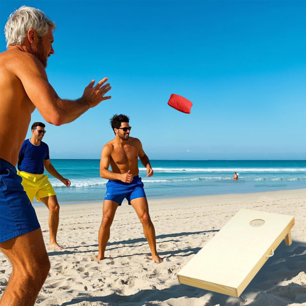 Solid Wood Cornhole Board Set Portable Corn Hole Game Board Includes 8 Bean Bags M Sp38359Na By Cw