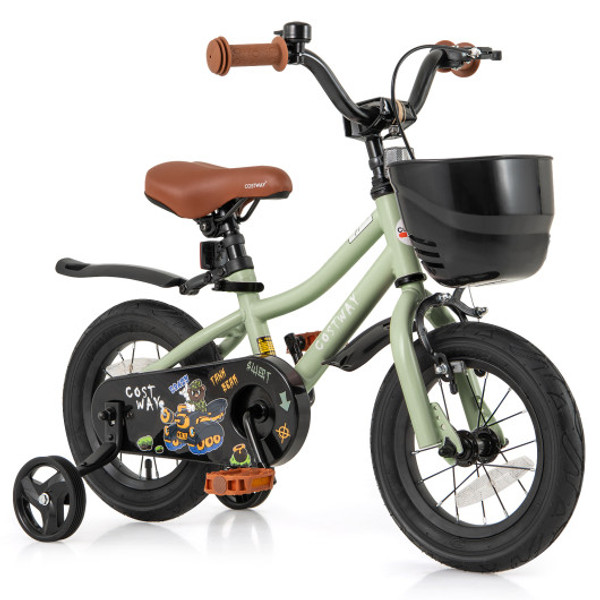 12 Inch Kids Bike Adjustable With Training Wheels For 3 4 Years Old Ts10229Gn 12 By Cw