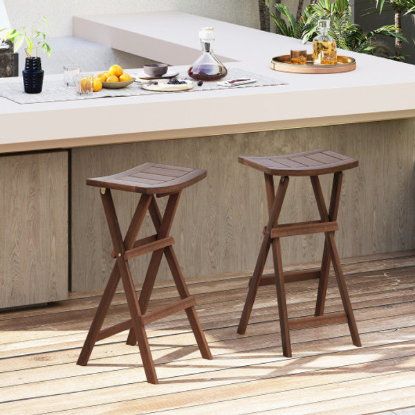 Bar Stools Set Of 2 With Saddle Seat And Footrest For Kitchen Island And Balcony Jv12523 2 By Cw