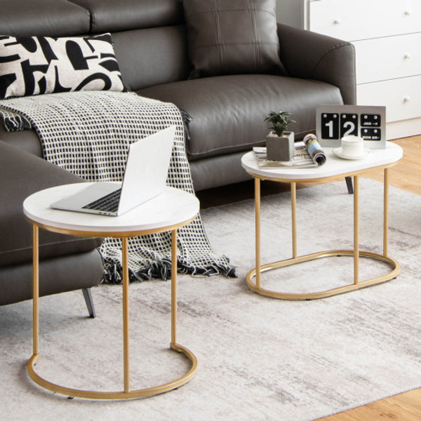 Modern Nesting Coffee Table Set Of 2 White Jv10381Wh By Cw