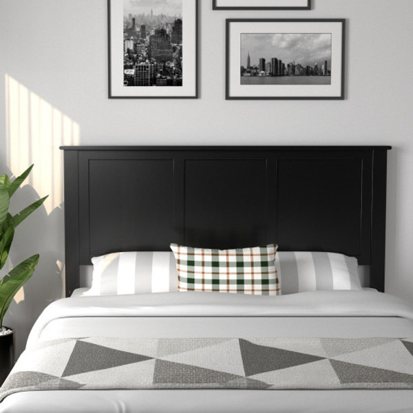 Full Wood Headboard Flat Panel With Pre Drilled Holes And Height Adjustment Black Hu10197Bk By Cw