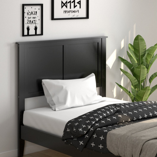 Solid Wood Flat Panel Headboard For Twin Size Bed Black Hu10198Bk By Cw