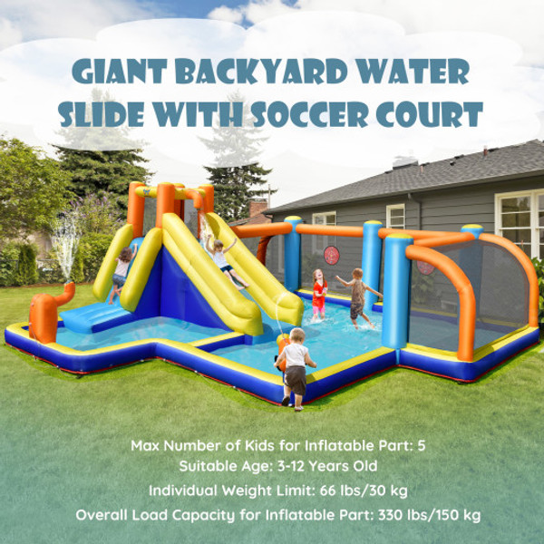 Giant Soccer Themed Inflatable Water Slide Bouncer With Splash Pool Without Blower Np10362 By Cw