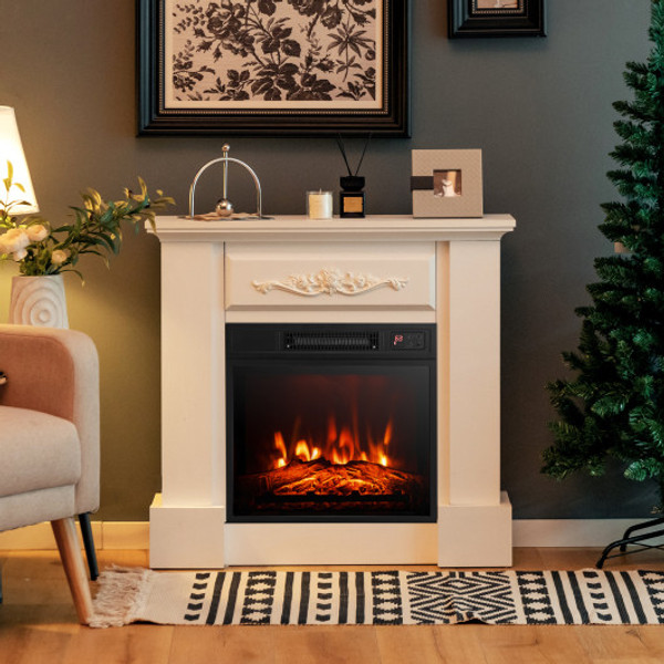 1400W Tv Stand Electric Fireplace Mantel With Remote Control White Fp10103Us Wh By Cw