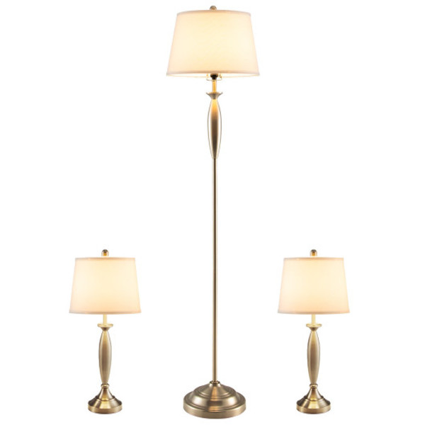 3 Piece Modern Nickel Finish Lamp Set Silver Eu10036Us Sl By Cw