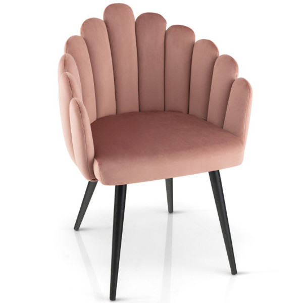 Modern Velvet Dining Chair With Metal Base And Petal Backrest Pink Hu10119Pk By Cw