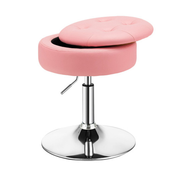 Adjustable 360 Swivel Storage Vanity Stool With Removable Tray Pink Jv10540Pk By Cw
